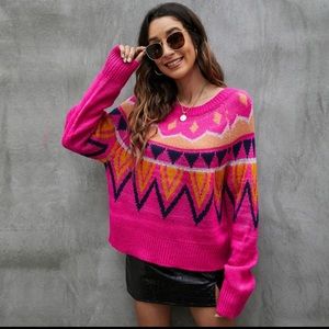 A New Day Fuzzy Crewneck Pullover Knit Sweater